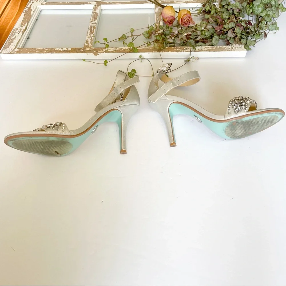 Betsey Johnson Silver Heels with Pearls